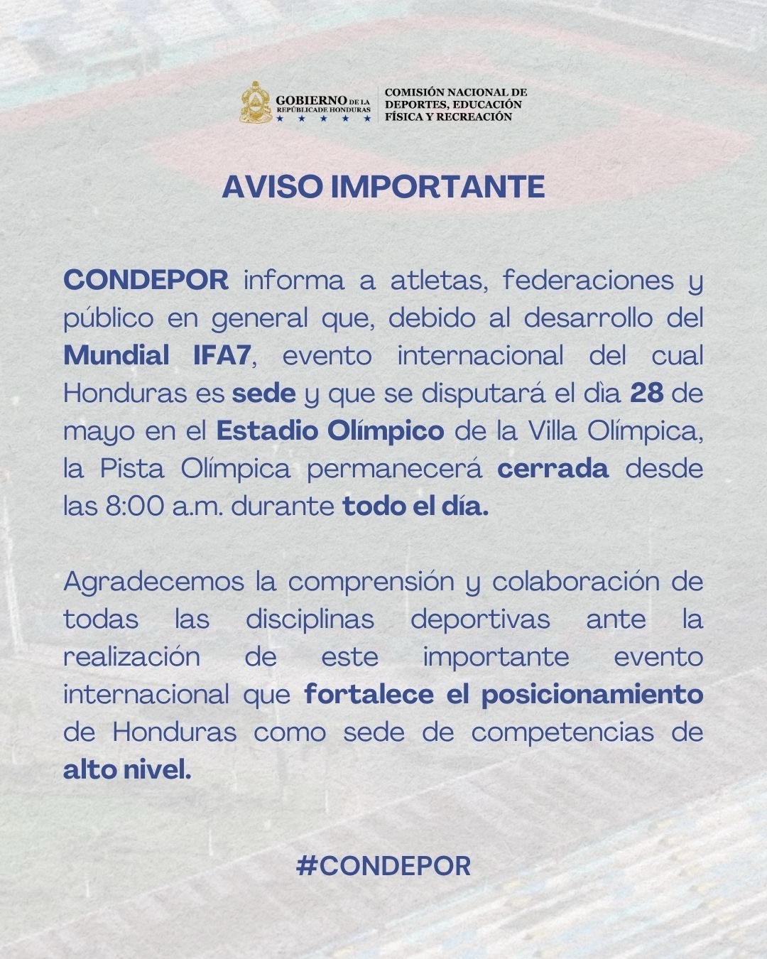 Cierre de Pista Olímpica